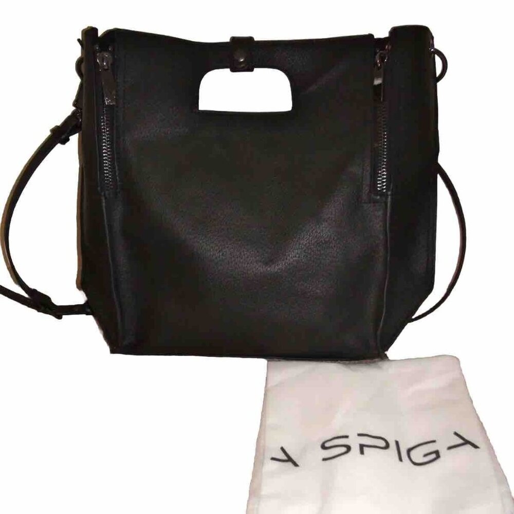 NWOT Via Spiga Petra Black Leather Tote